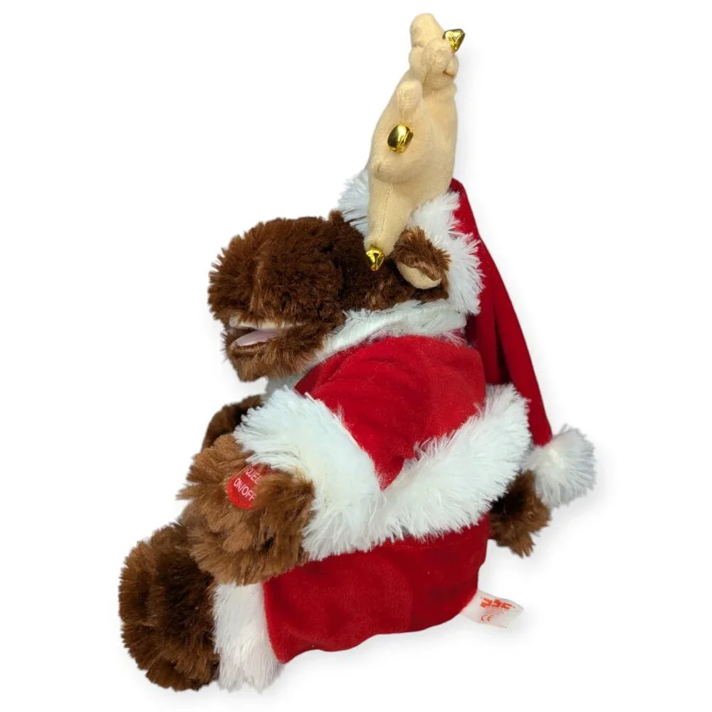 PBC Jethro Moose Sings Jingle Bell Rock Animated Plush Moose Santa Outfit WORKS